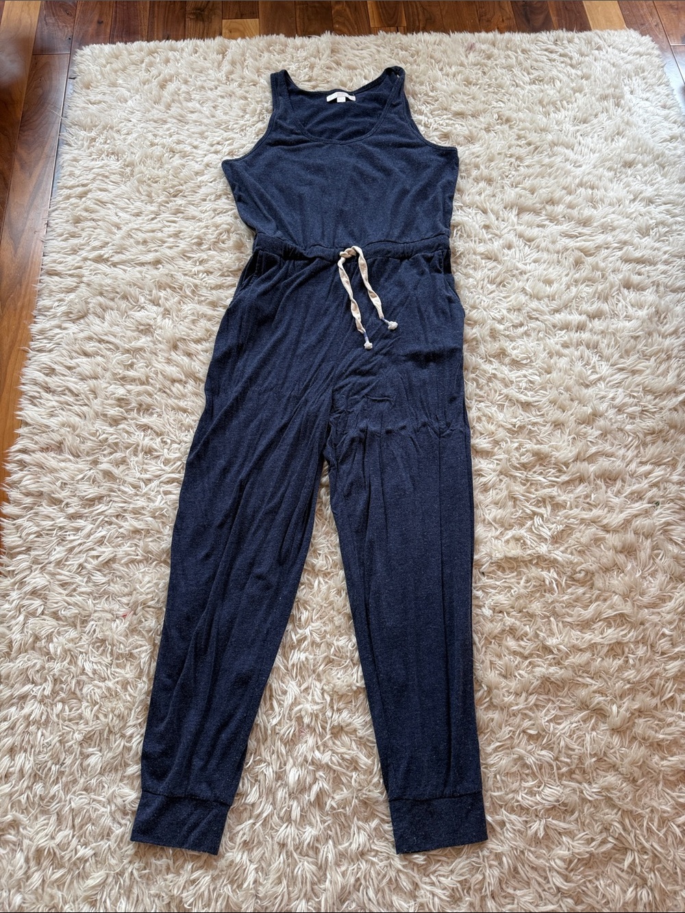 Spiritual Gangster Women’s Navy Sleeveless Jumpsuit with Drawstring Waist
